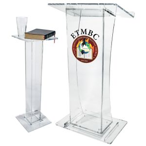 Classic Curve Acrylic Podium with Acrylic Stand - Personalized