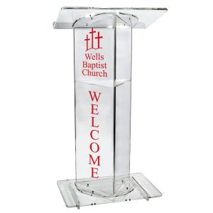 Kingdom Credence Pulpit. V-Style with Shelf. Personalized.  