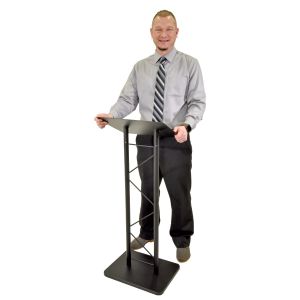 Truss Spur 2 Post Metal Lectern. Black Kingdom
