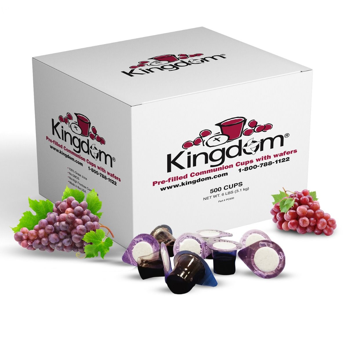 Kingdom Prefilled Communion Cups and Wafers – Box of 500 – Red Grape Juice