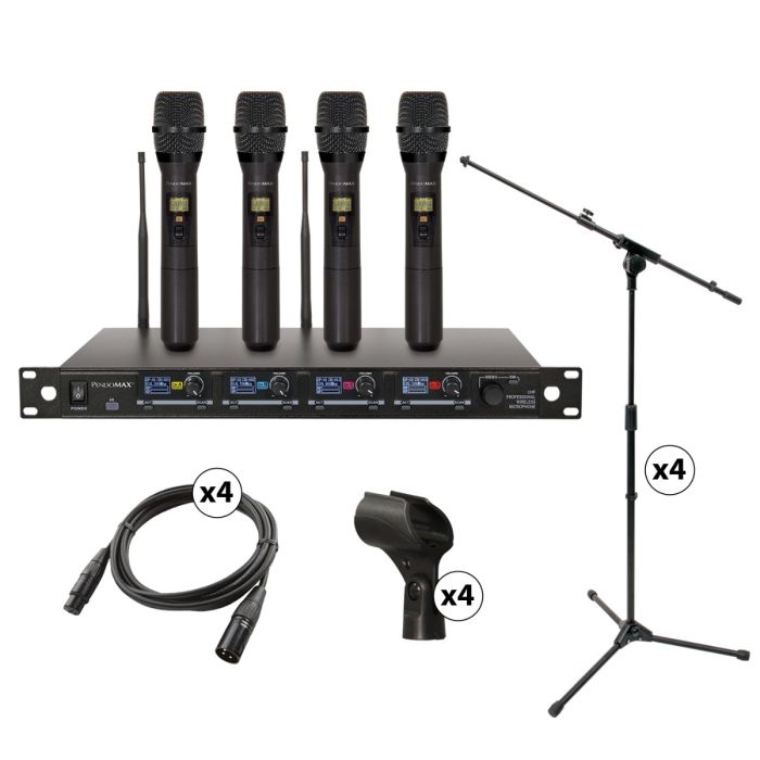 PENDOMAX 4 Handheld Wireless Mic System with Microphone Stand